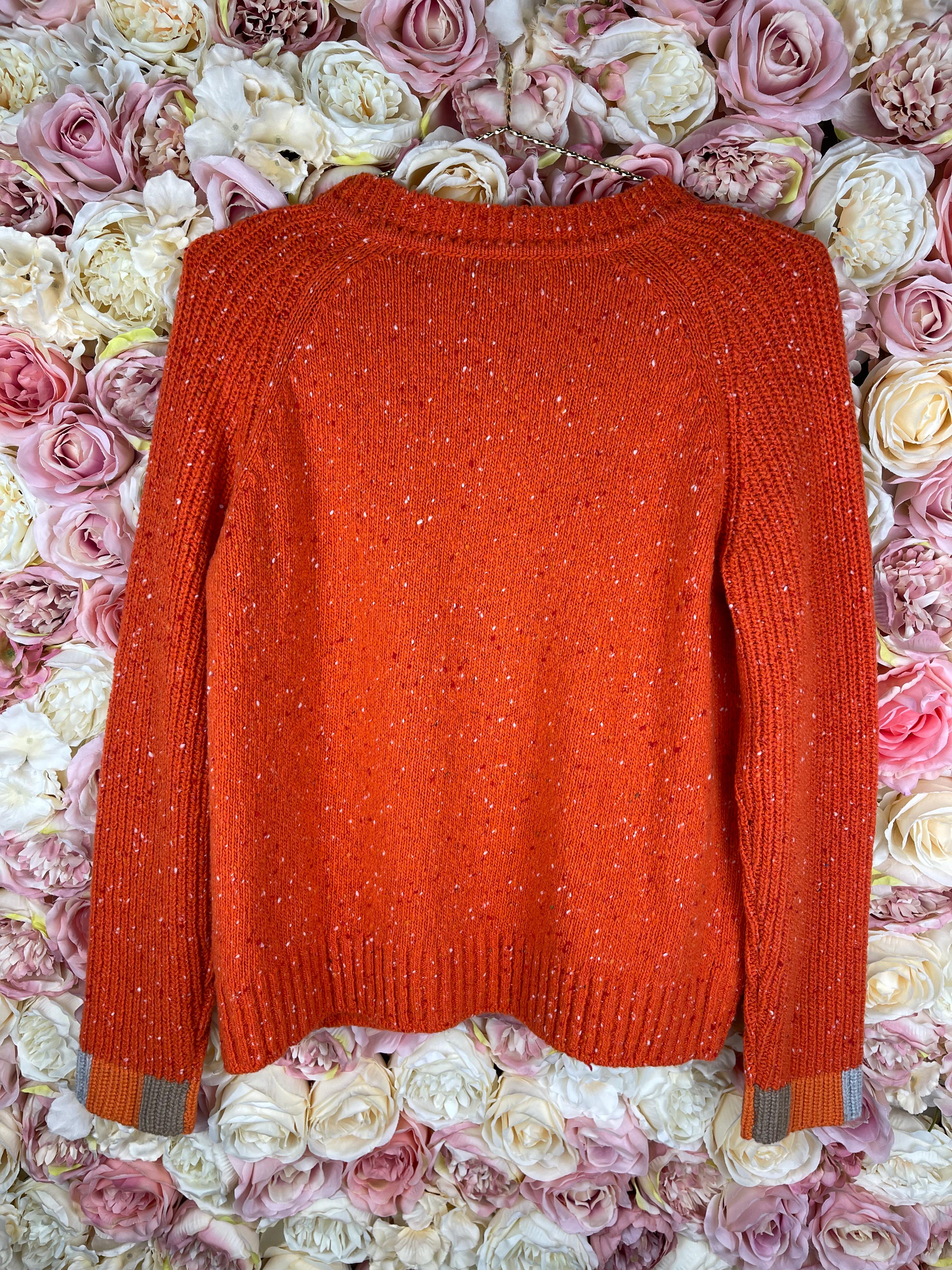Akris Cashmere Round Neck Sweater Orange Sz. 36 DE