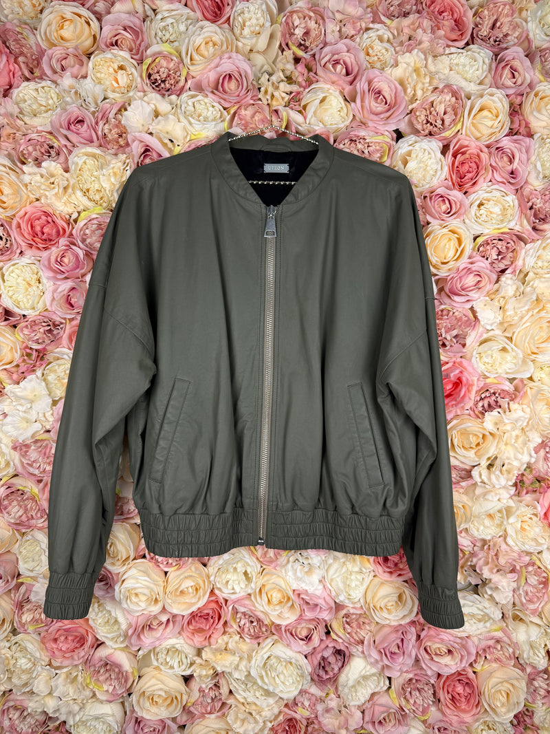 Utzon Leather Bomber Jacket with Embroideries