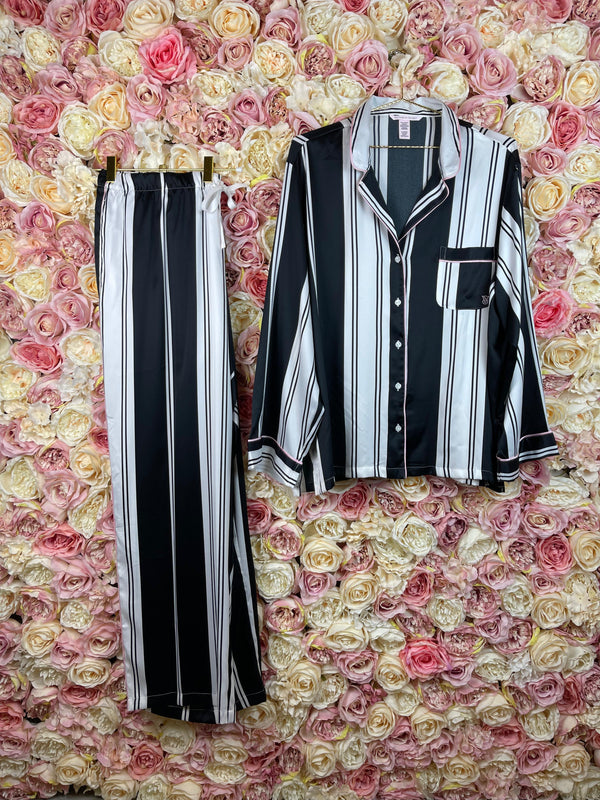 Victoria's Secret Pijama Set Black White Sz. XL