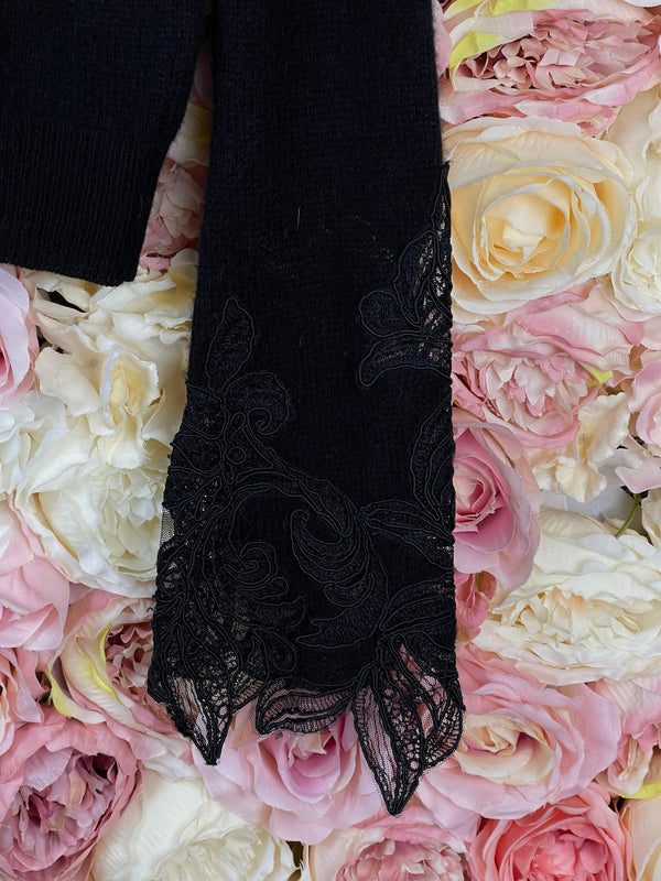 Ermanno Scervino Cashmere Sweater with Lace Black Sz. 36 DE