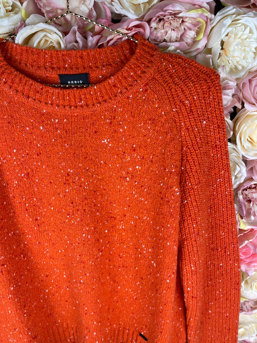 Akris Cashmere Round Neck Sweater Orange Sz. 36 DE