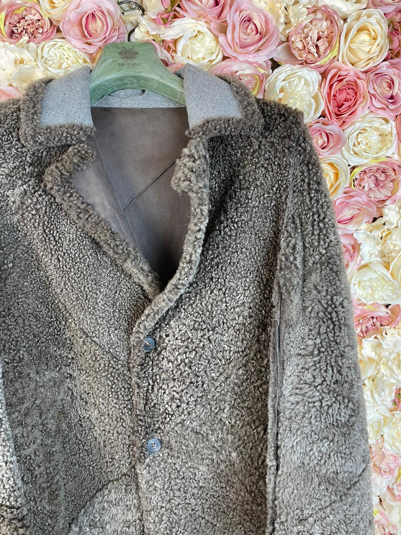 Frauenschuh Reversible Lambskin Coat Dark Taupe Sz. L