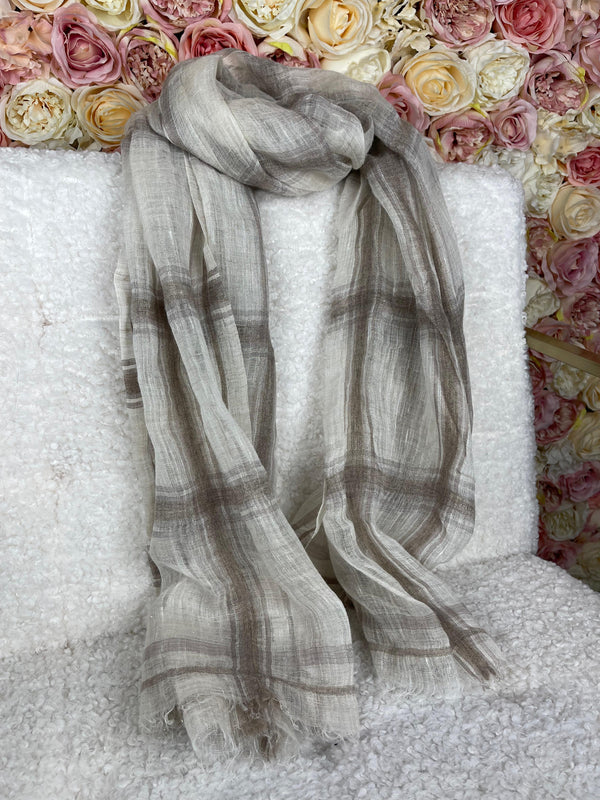 Brunello Cucinelli Linen Cashmere Scarf Ecru