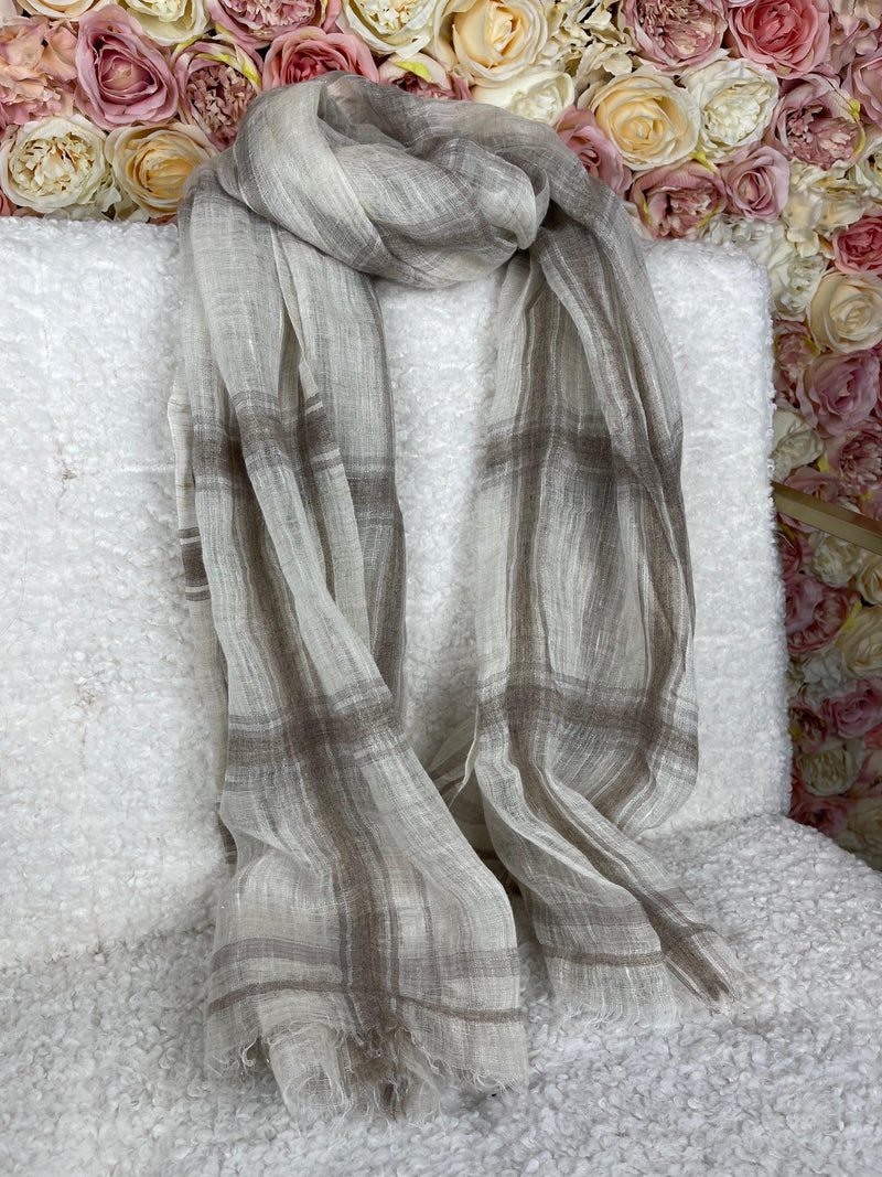 Brunello Cucinelli Linen Cashmere Scarf Ecru