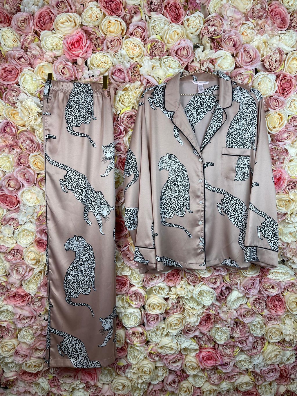 Victoria's Secret Pijama Set Light Pink with Leopard Sz. XL