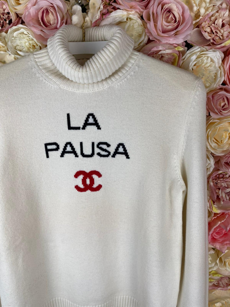 Chanel La Pausa Cashmere Sweater Ivory Sz. 36 DE