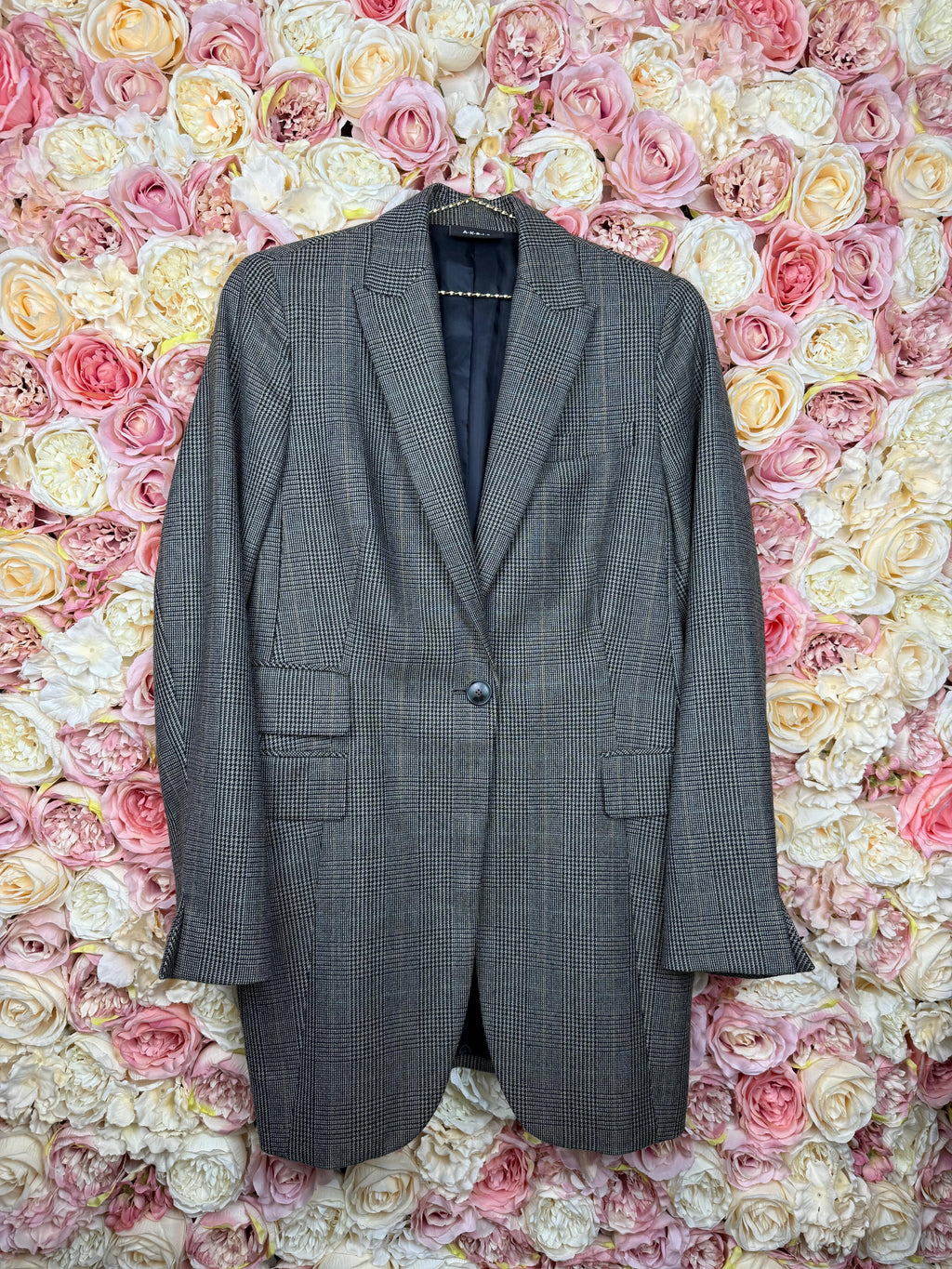 Akris Long Blazer Check Pattern
