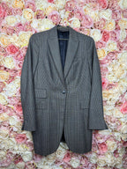 Akris Long Blazer Check Pattern