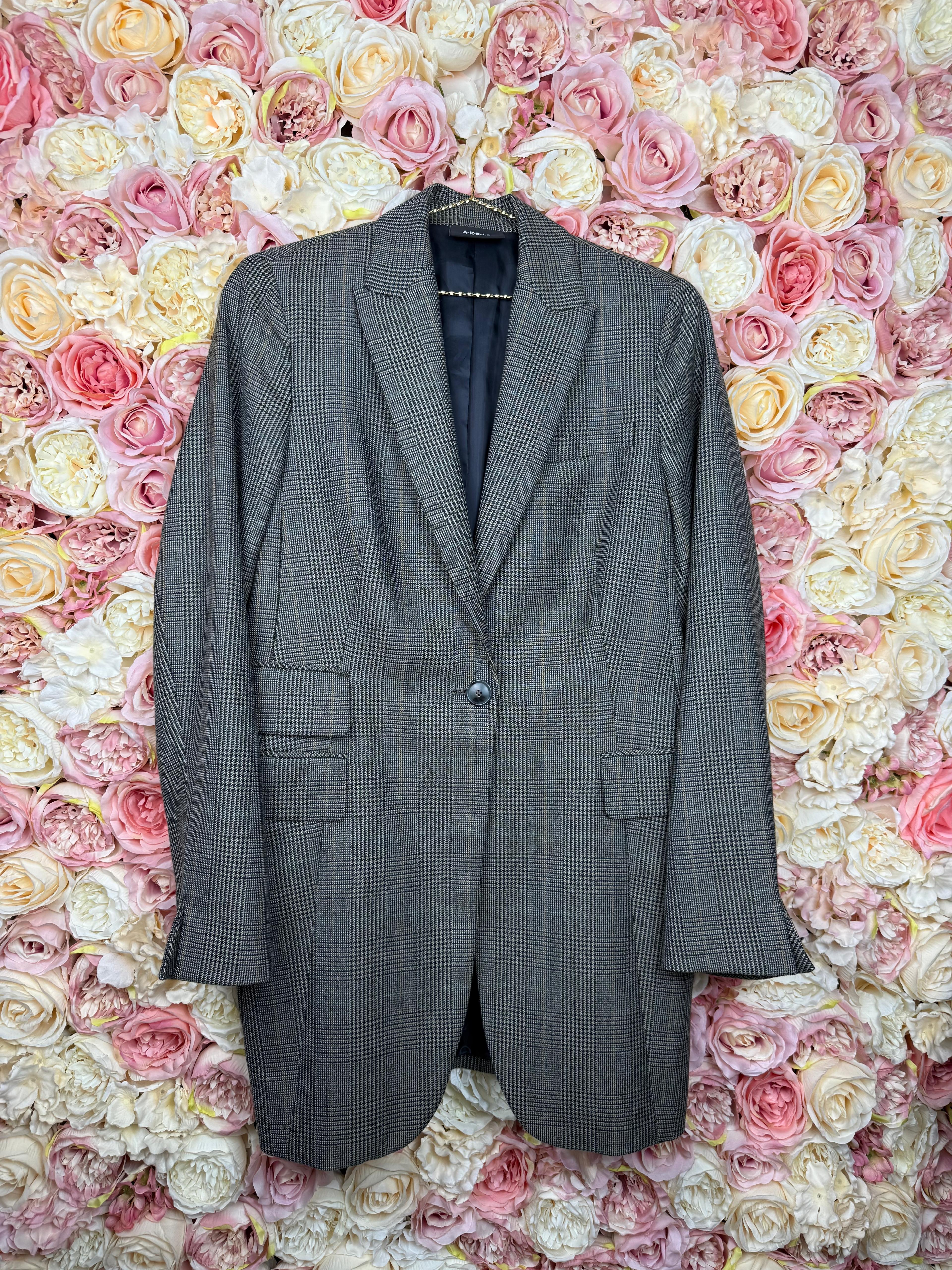 Akris Long Blazer Check Pattern