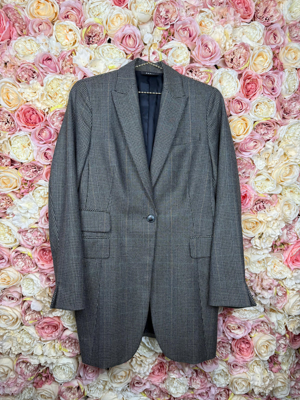 Akris Long Blazer Check Pattern