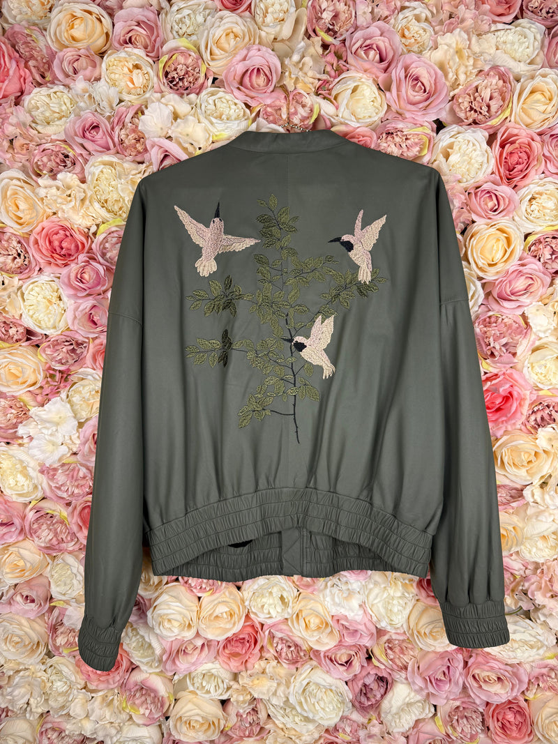 Utzon Leather Bomber Jacket with Embroideries