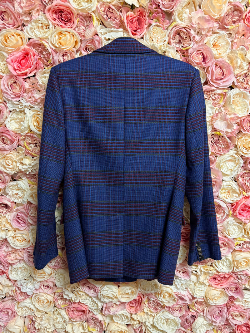 Etro Check Pattern Blazer Blue Red