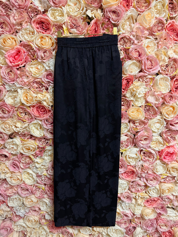 Vince Lose Pants Dark Blue with Embroidered Roses