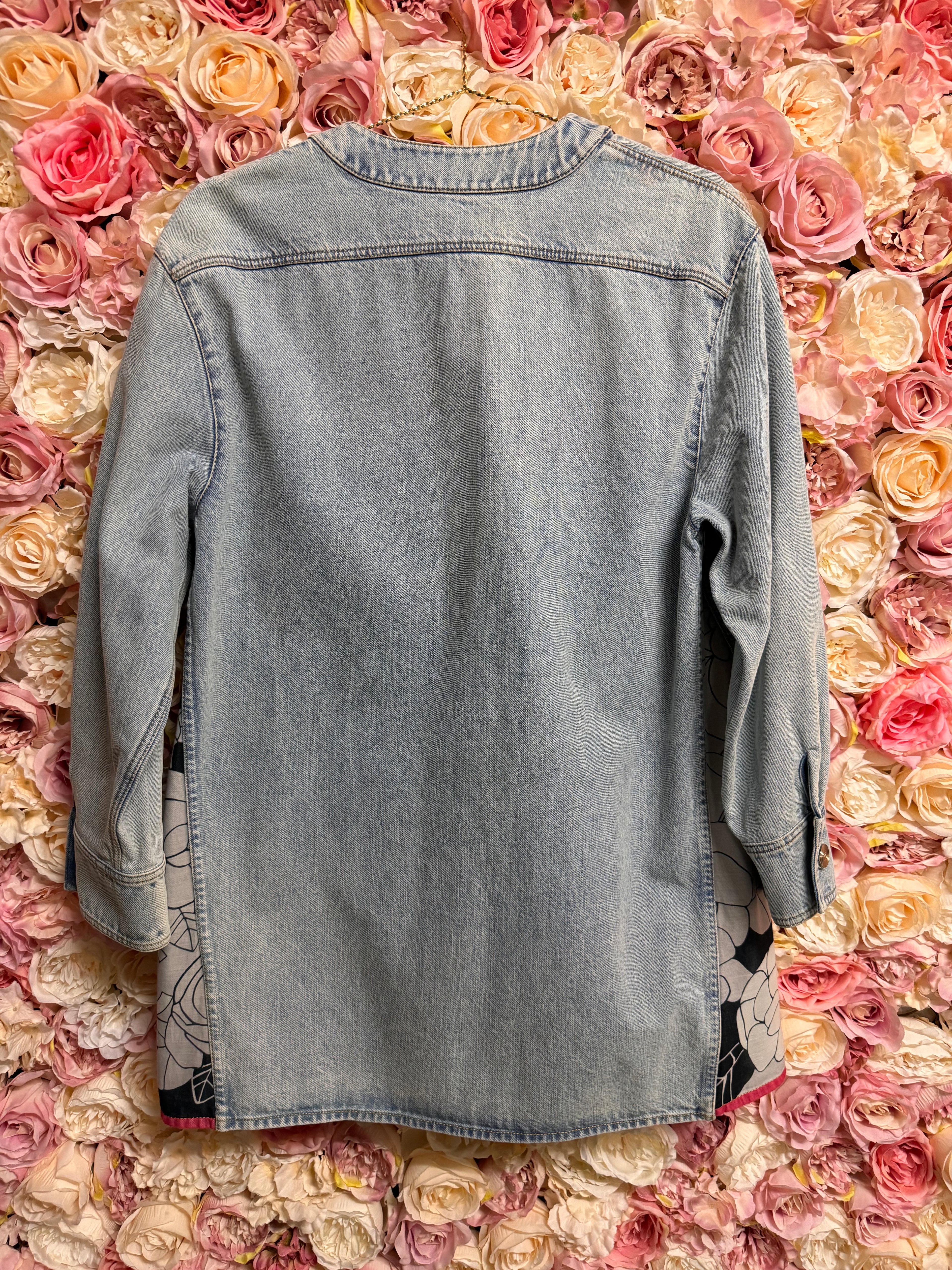 Chanel Long Jeans Jacket Cruise 20/21 with Flower Inserts