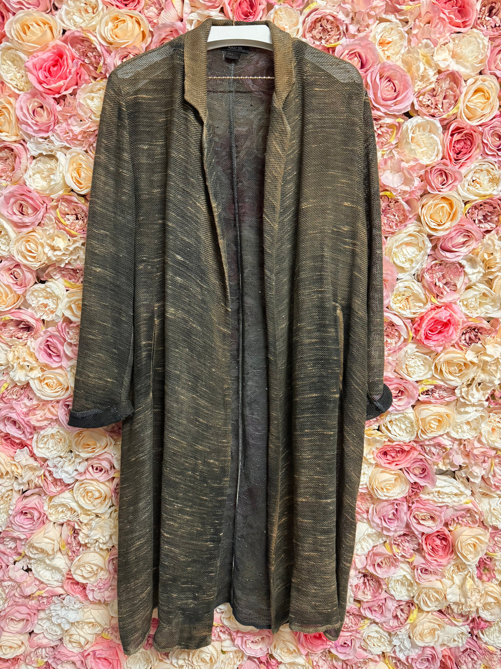 Avant Toi Thin Coat Linen Cotton Mix Green Grey