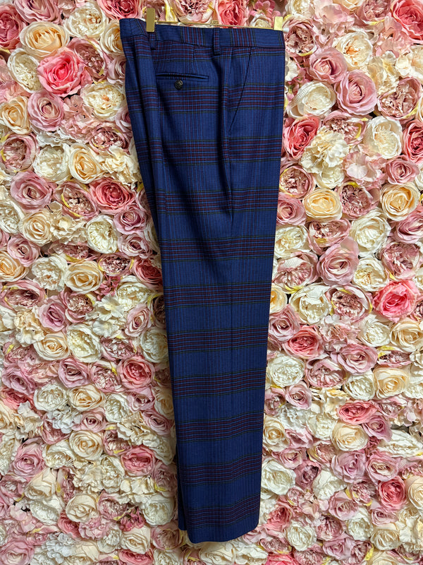 Etro Classic Checked Pants Blue Red
