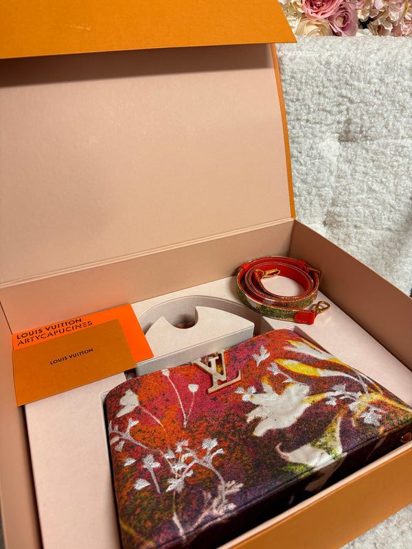 Louis Vuitton Rare Artycapuccines 2019 Linen Handbag Multicolor