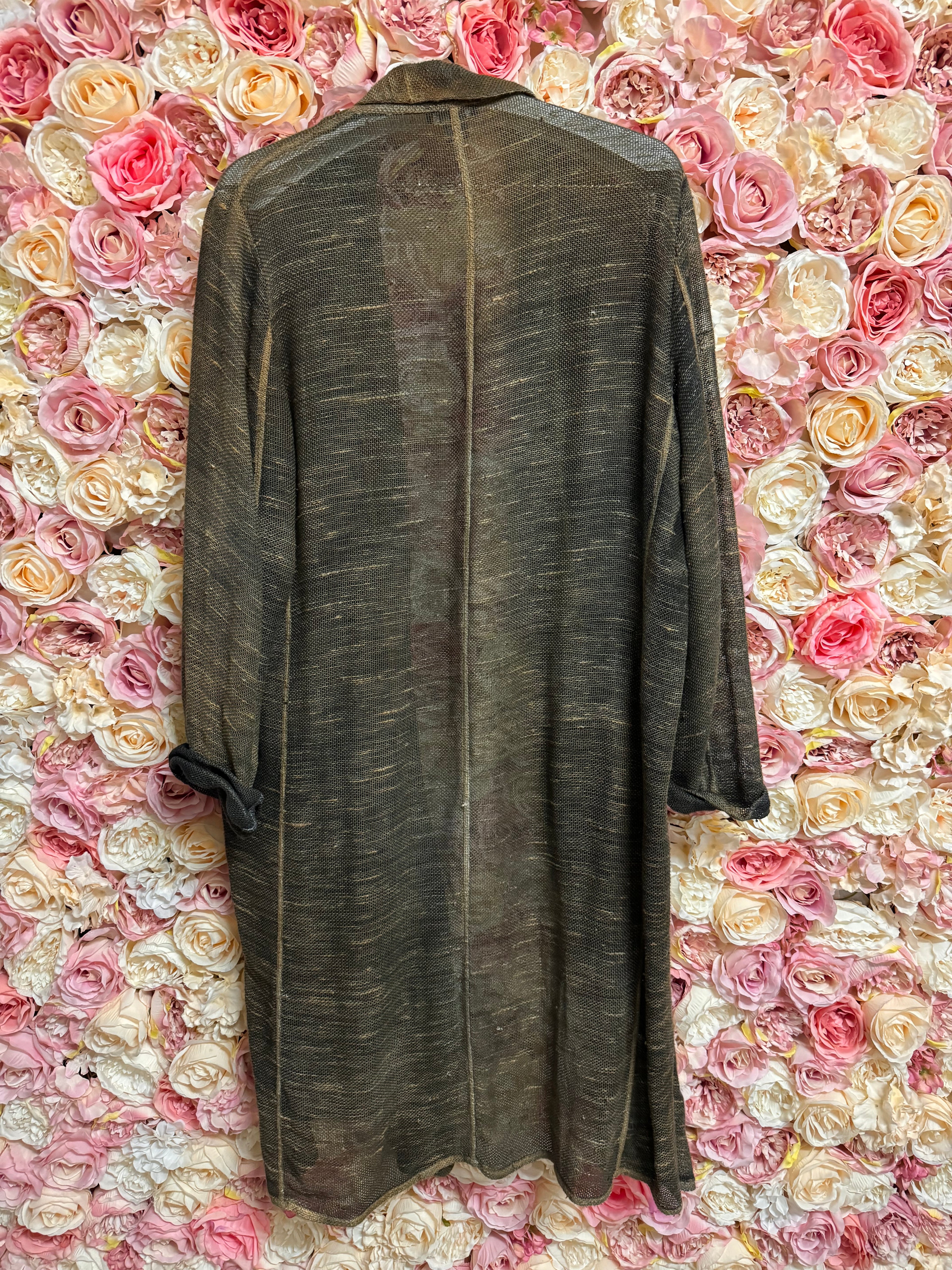 Avant Toi Thin Coat Linen Cotton Mix Green Grey