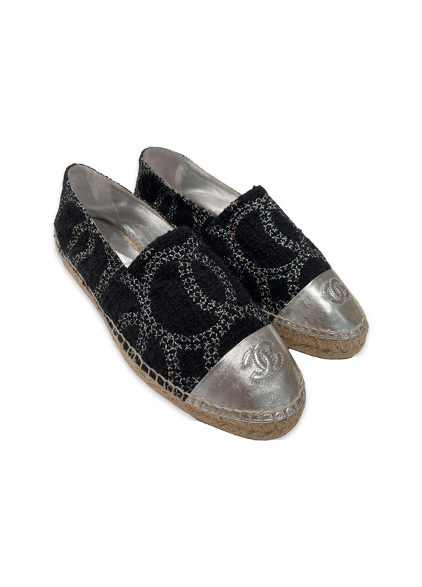 Chanel Espadrilles Black and Silver