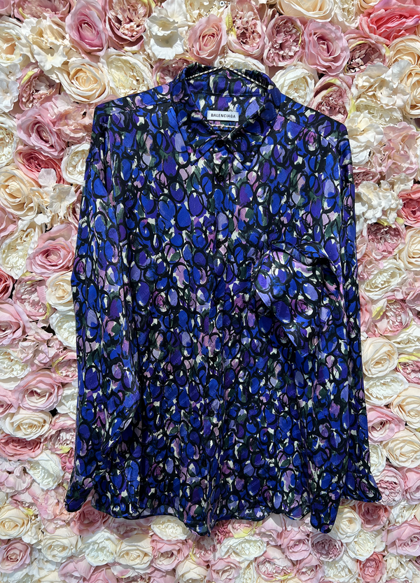 Balenciaga Silk Purple Blue Blouse