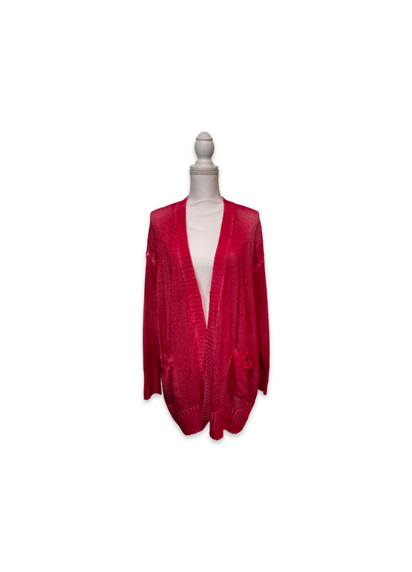 Avant Toi Red Linen Cardigan