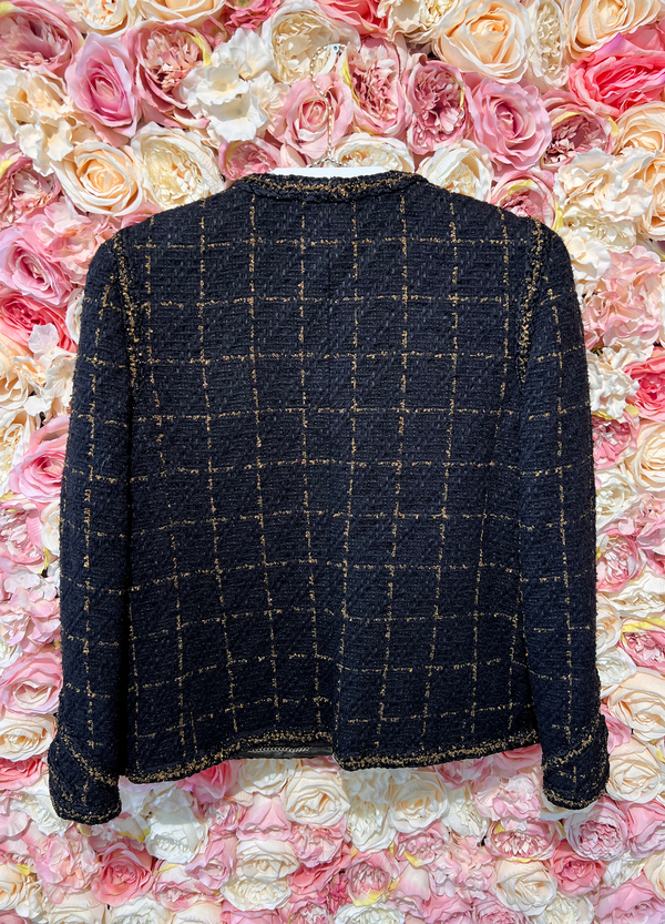 Chanel Tweed Blazer Black Gold