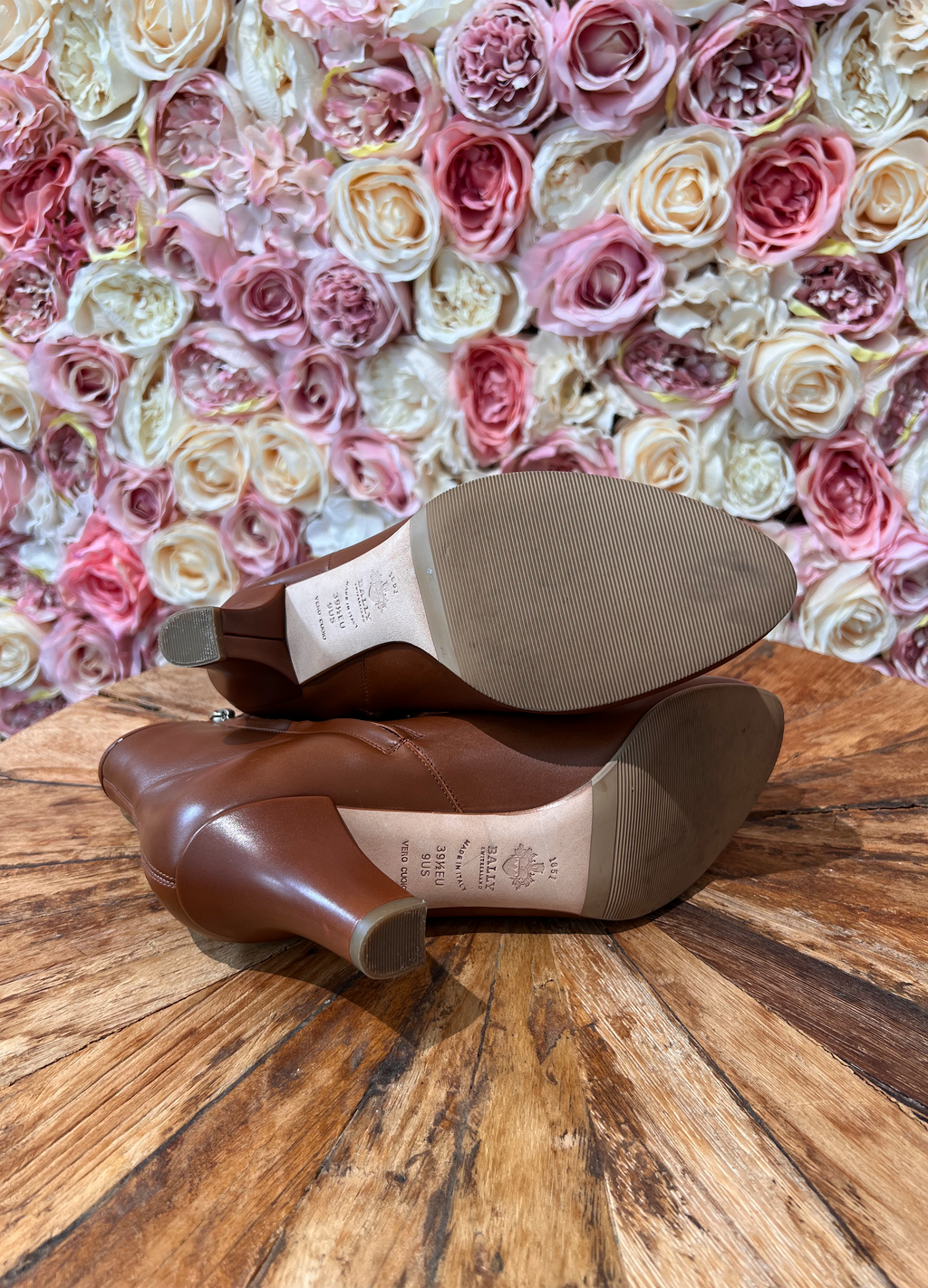 Bally Booties with Heel Leather Cognac