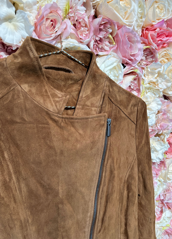 Catherine Khan Suede Leather Jacket Camel