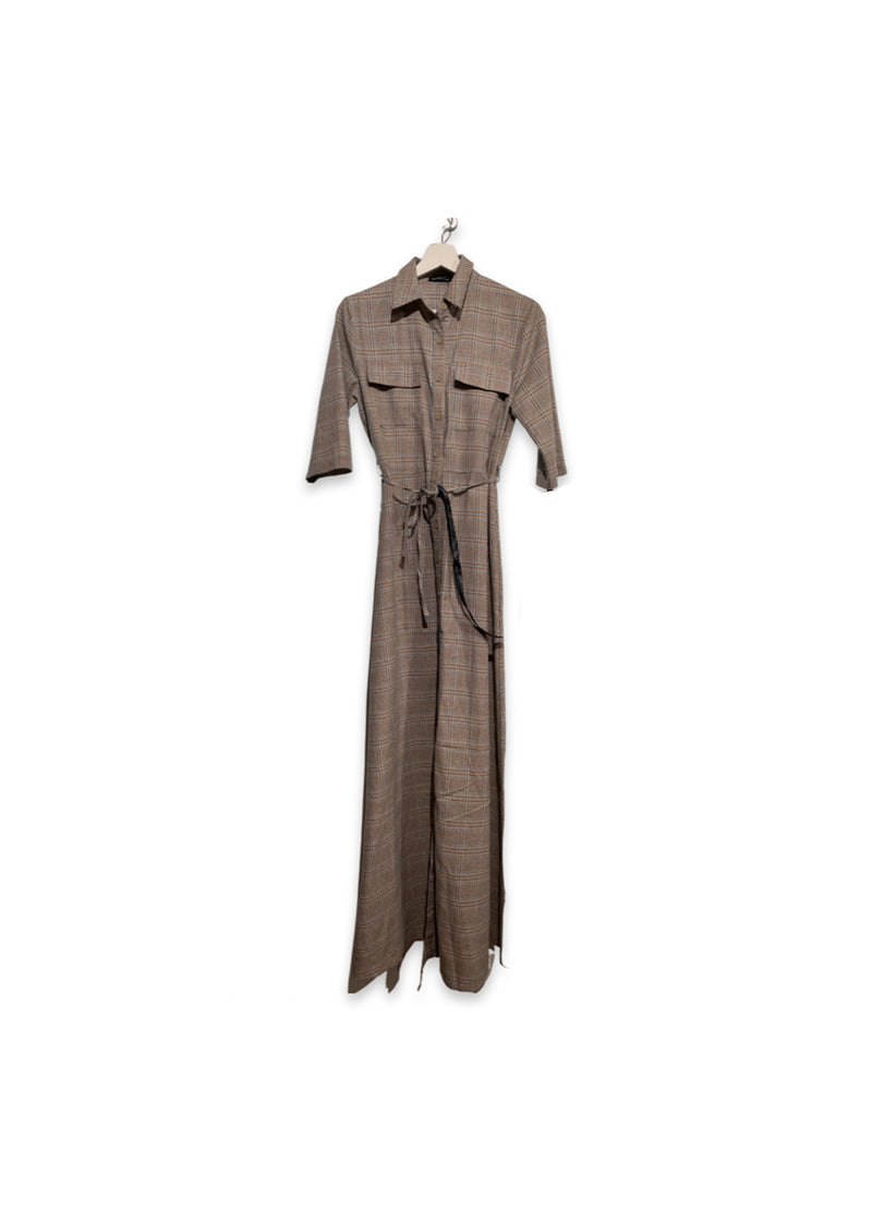 PrettyLittleThing maxi shirt dress in grey check