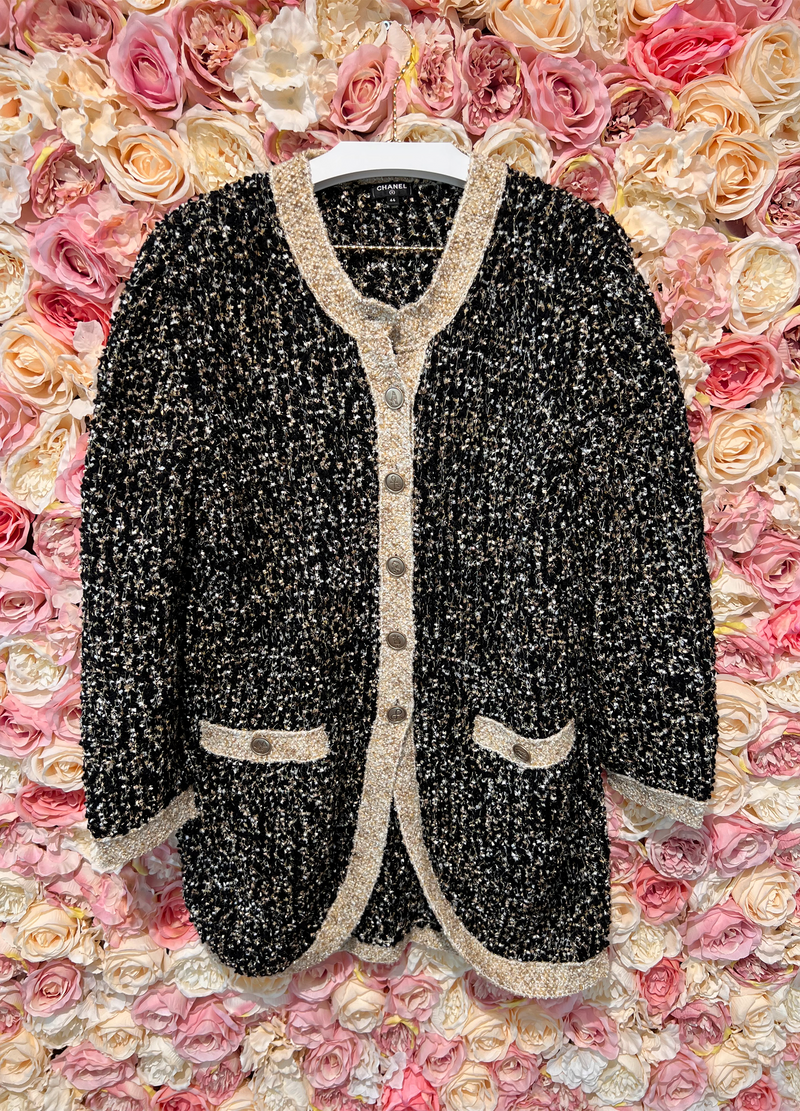 Chanel Cardigan Black, White, Gold