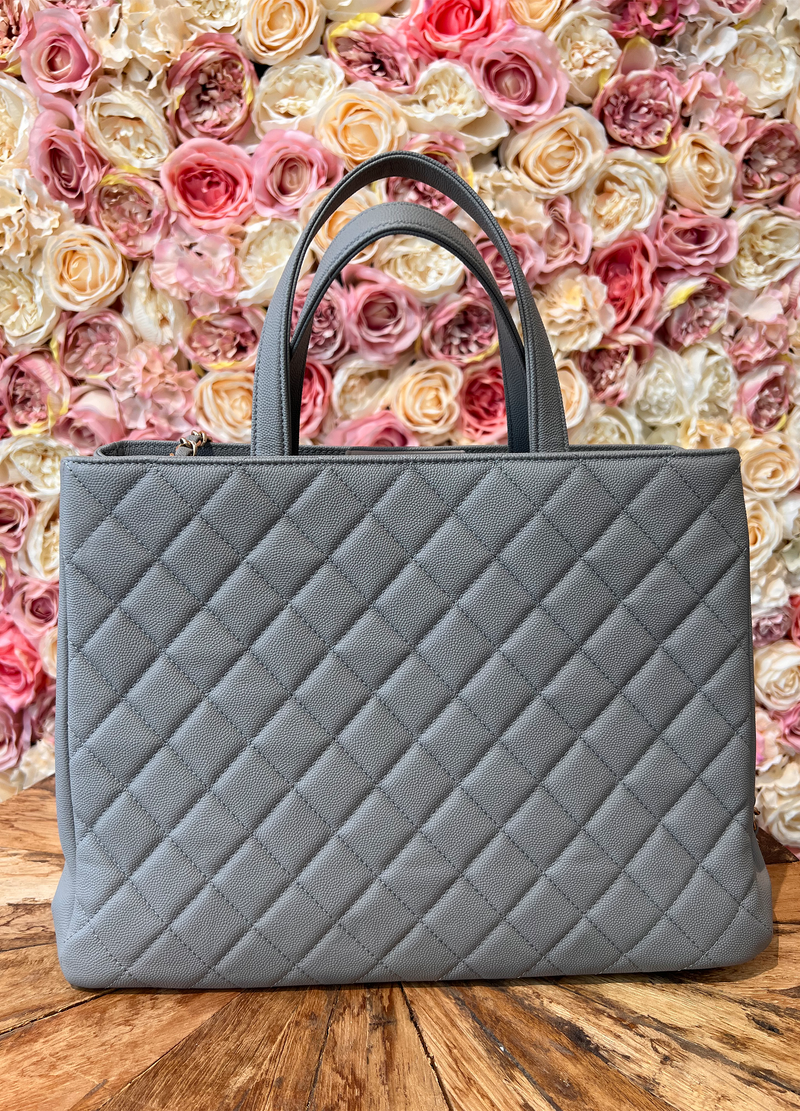 Chanel Large Business Affinity Shopping Tote Grey Caviar Leather Gold Hardware (2019)