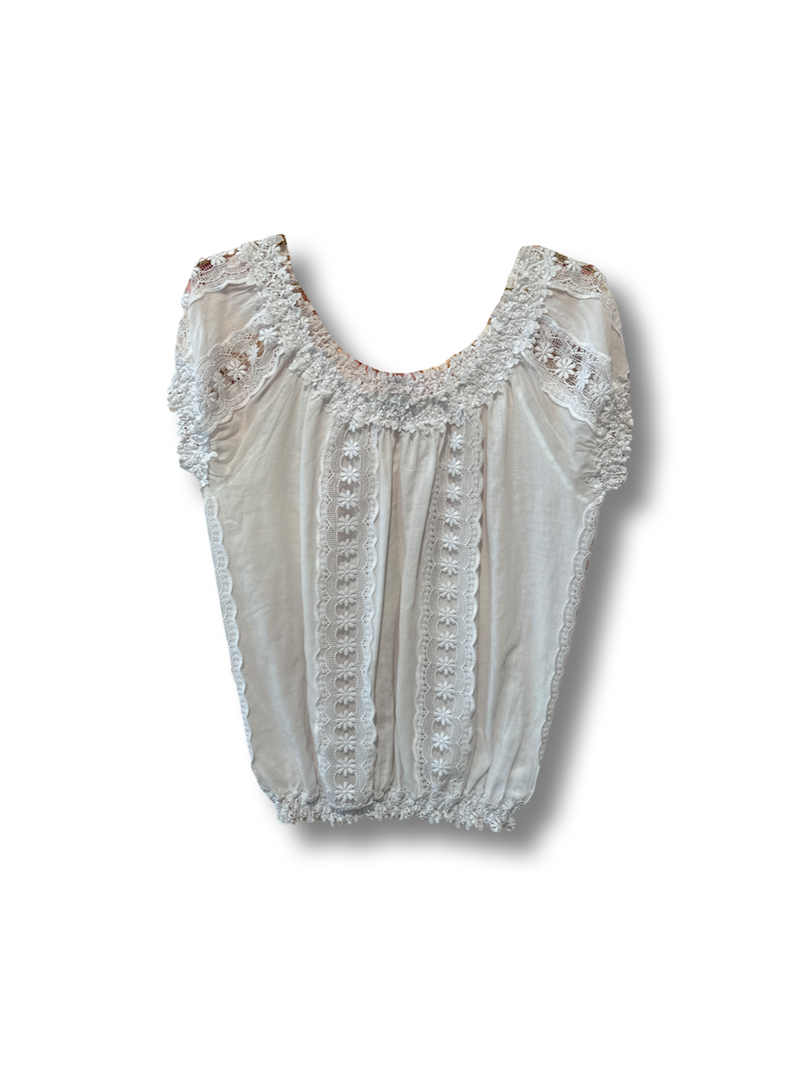 Charo Ruiz Top with Embroideries White