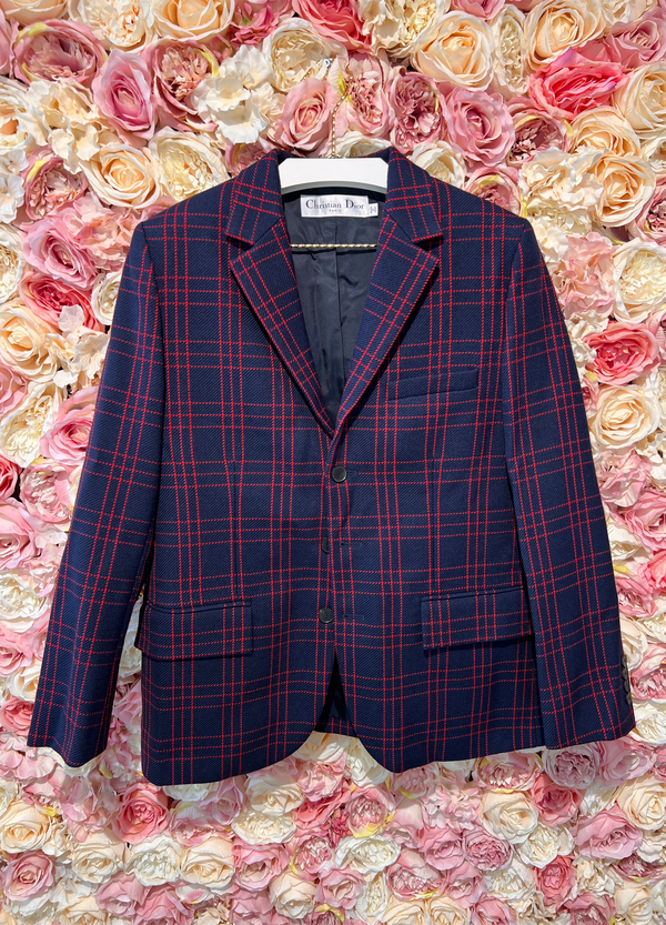 Dior Blazer Check Blue Red