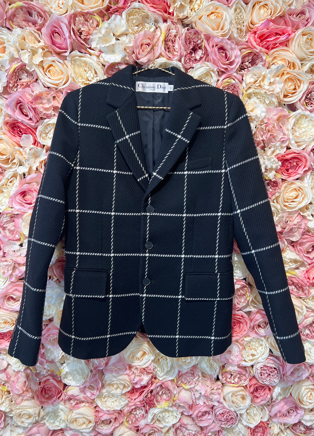 Dior Windowpane Blazer Black White