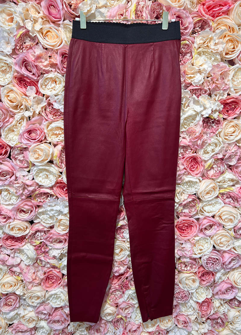 Dolce & Gabbana Leather Leggings Bordeaux