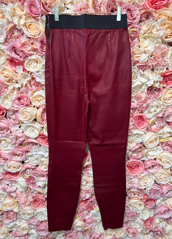 Dolce & Gabbana Leather Leggings Bordeaux