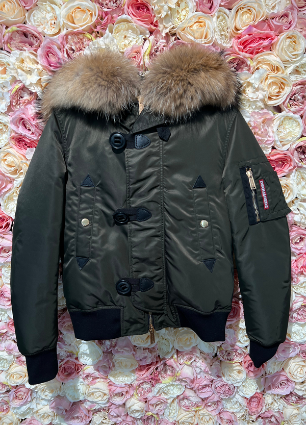 Dsquared Icon Bomber Jacket with Fur inside and on hood