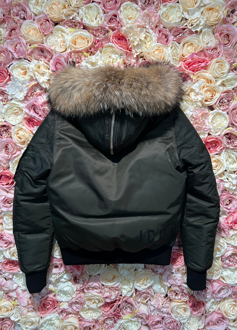 Dsquared Icon Bomber Jacket with Fur inside and on hood