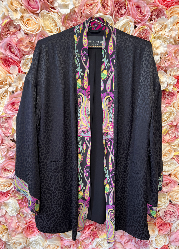 Etro Summer Silk Jacket Black Leo