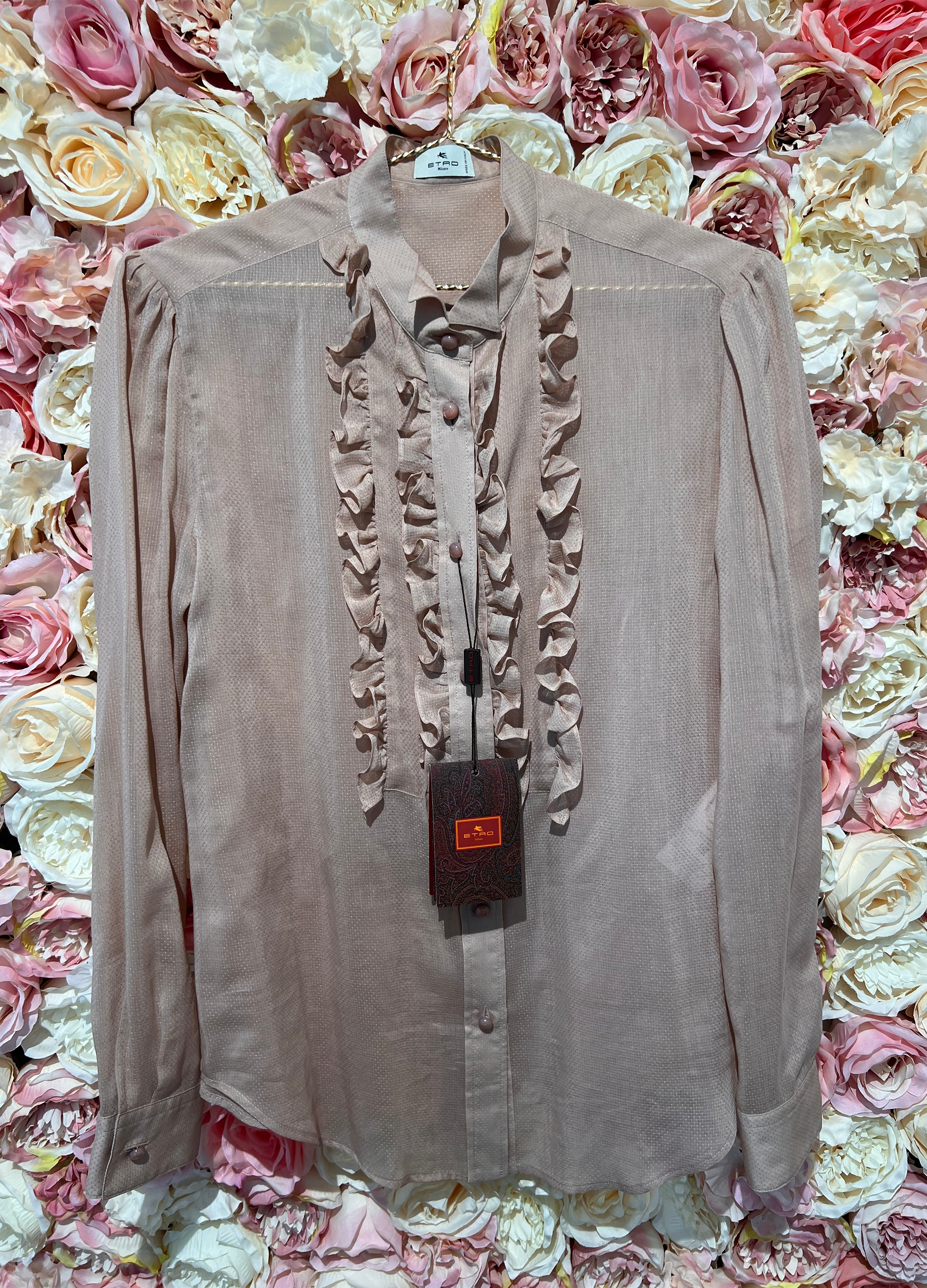 Etro Silk Blouse with Ruffles light pink