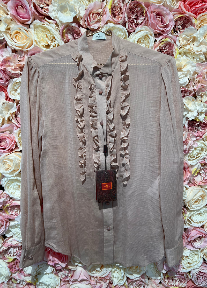 Etro Silk Blouse with Ruffles light Pink