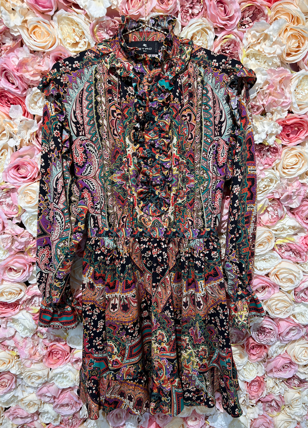 Etro Paisley Dress with Ruffles Multicolor