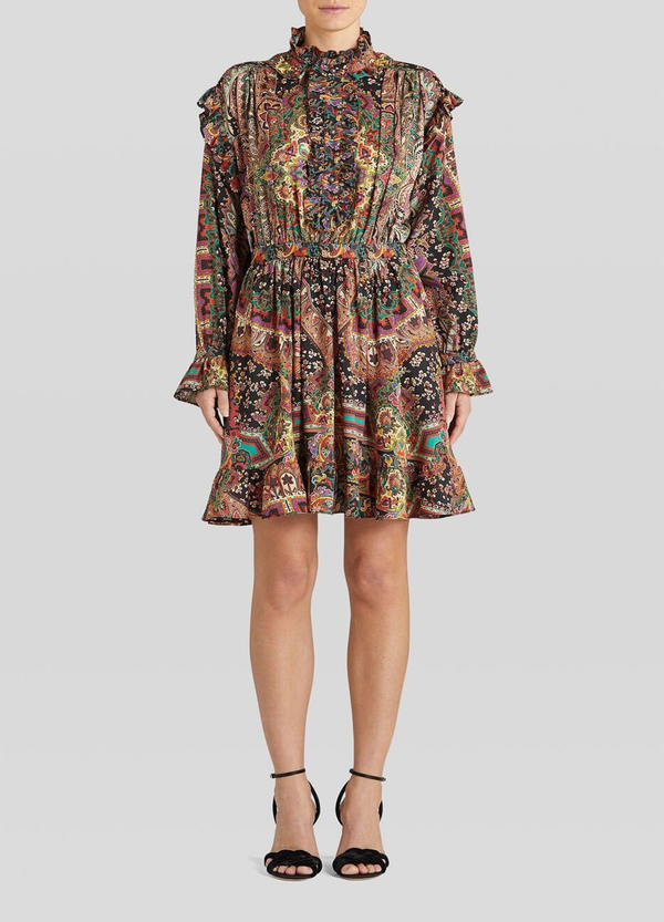 Etro Paisley Dress with Ruffles Multicolor