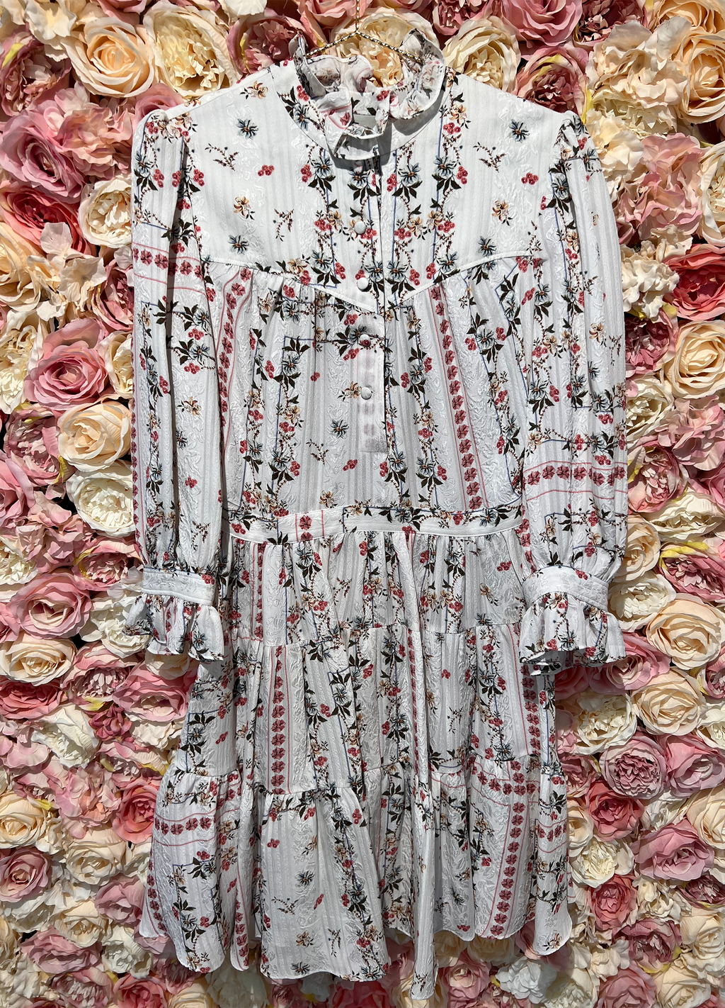 Etro Floral Dress Crepe Silk White Multi