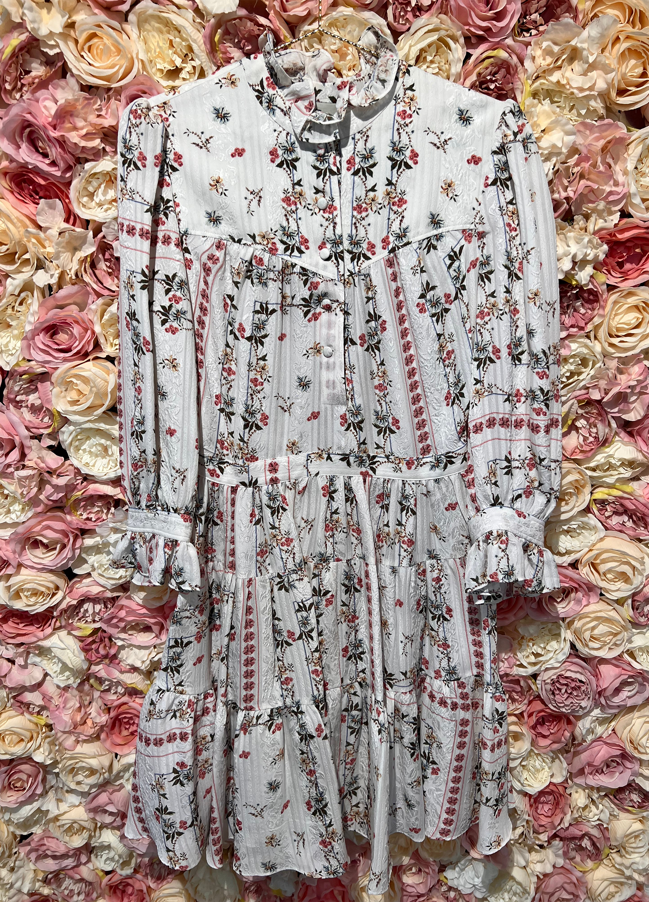 Etro Floral Dress Crepe Silk White Multi