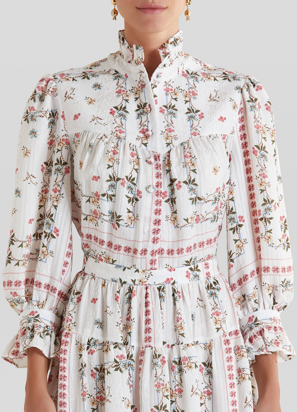 Etro Floral Dress Crepe Silk White Multi