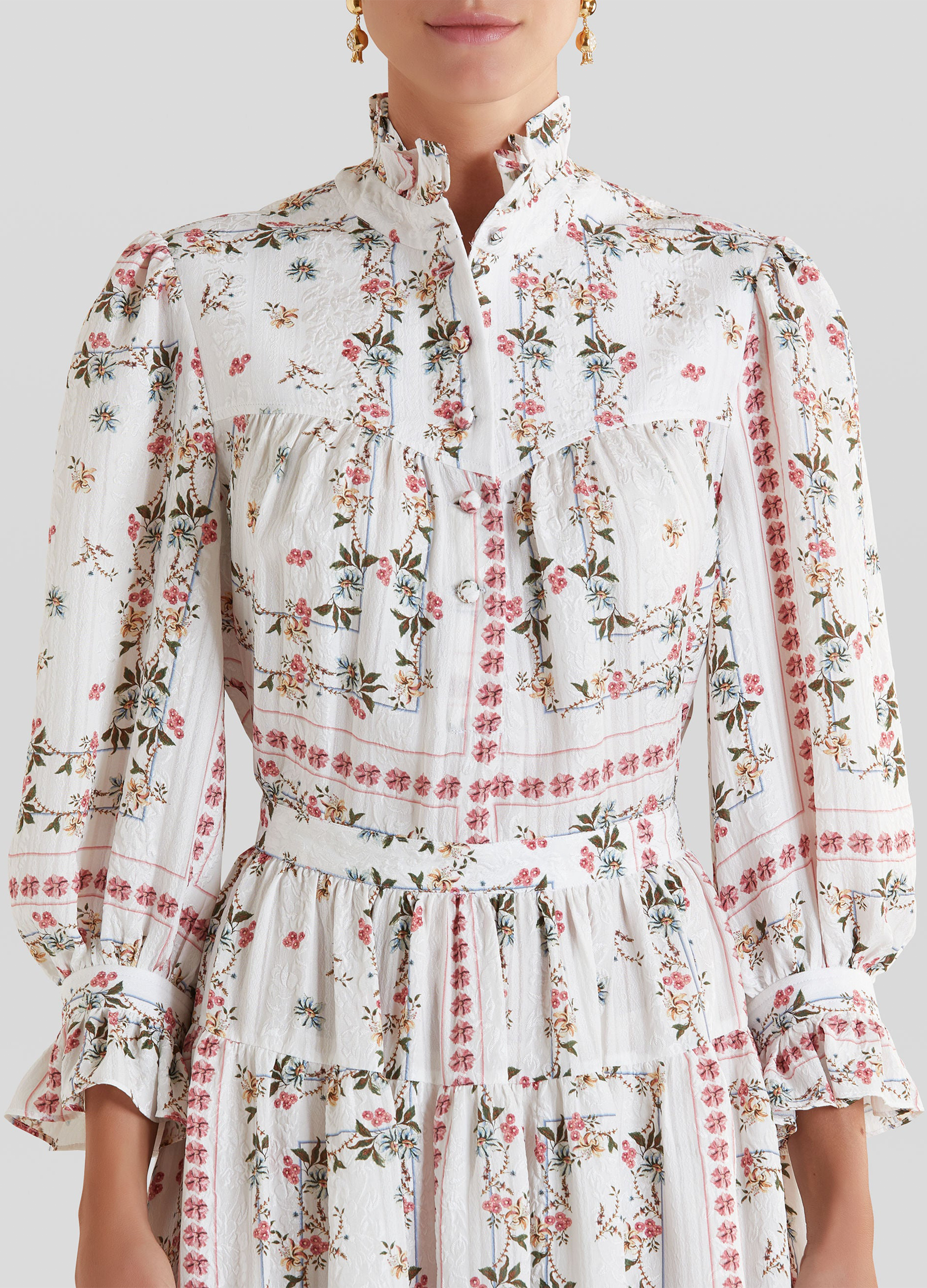 Etro Floral Dress Crepe Silk White Multi