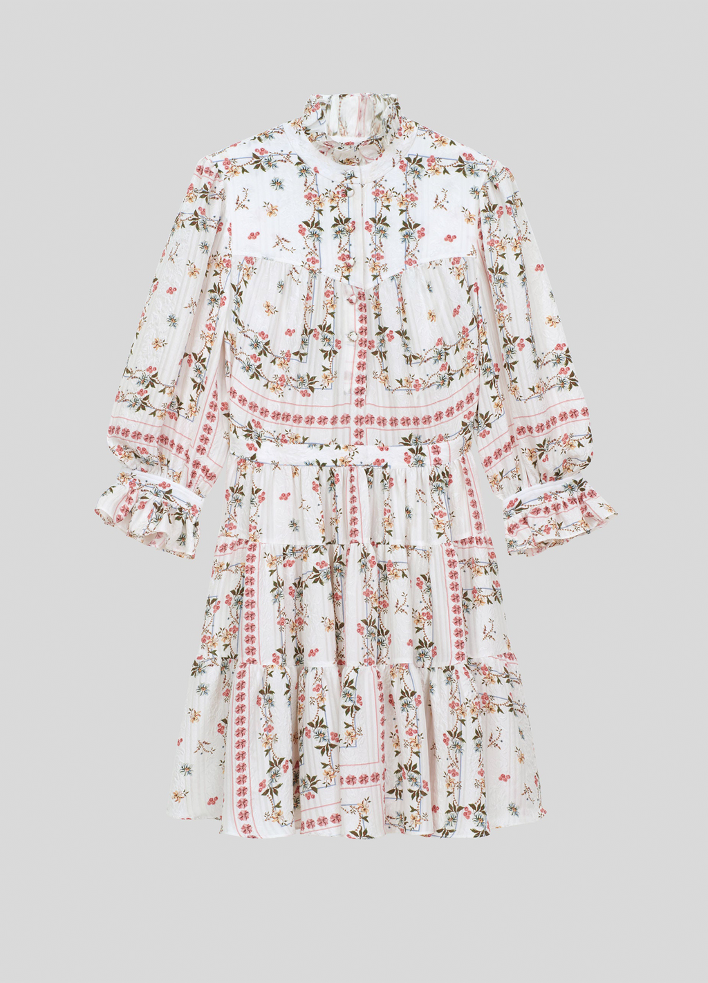 Etro Floral Dress Crepe Silk White Multi
