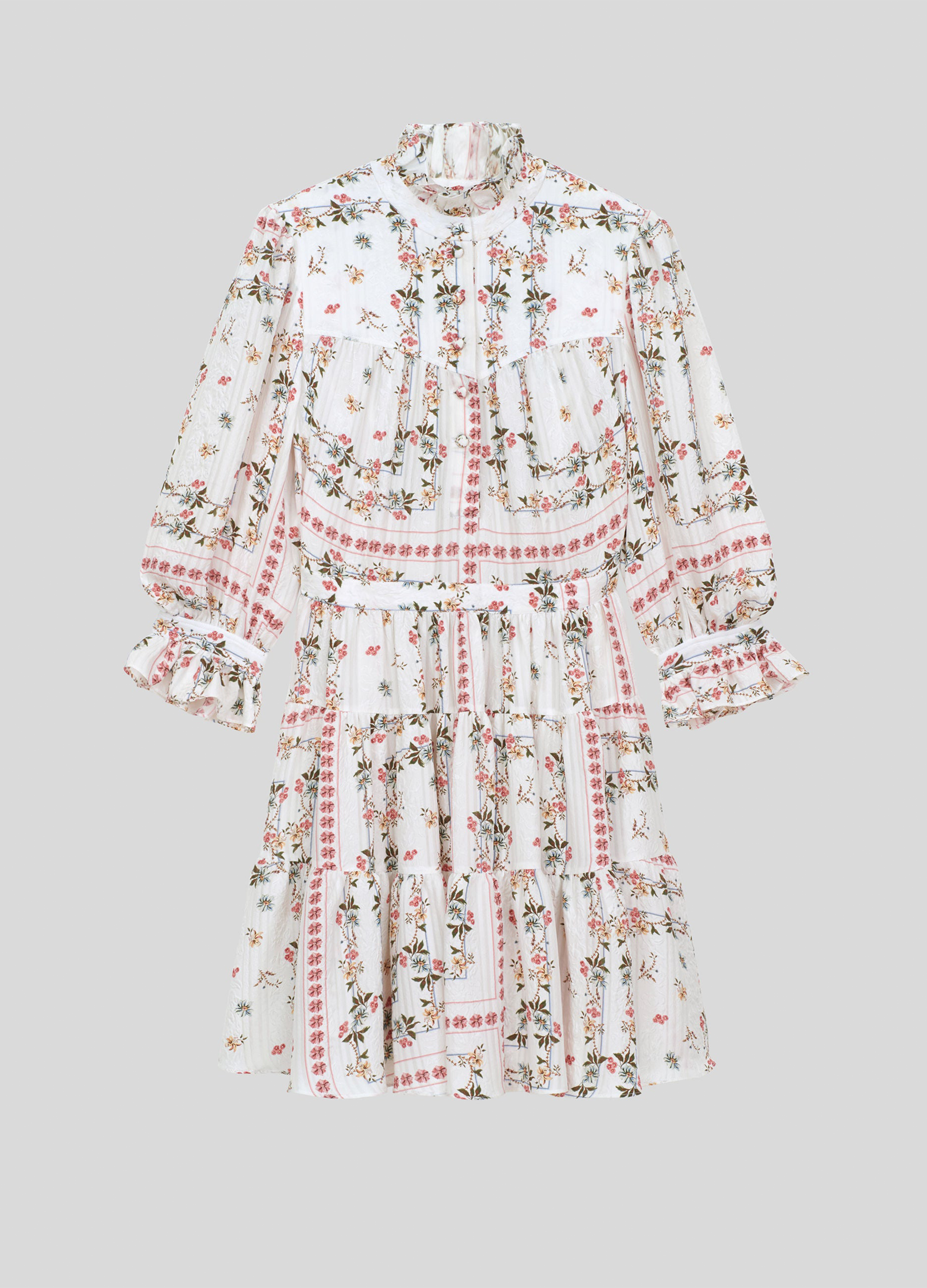 Etro Floral Dress Crepe Silk White Multi