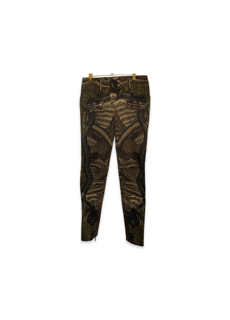 Balmain Jeans Green Brownish Pattern